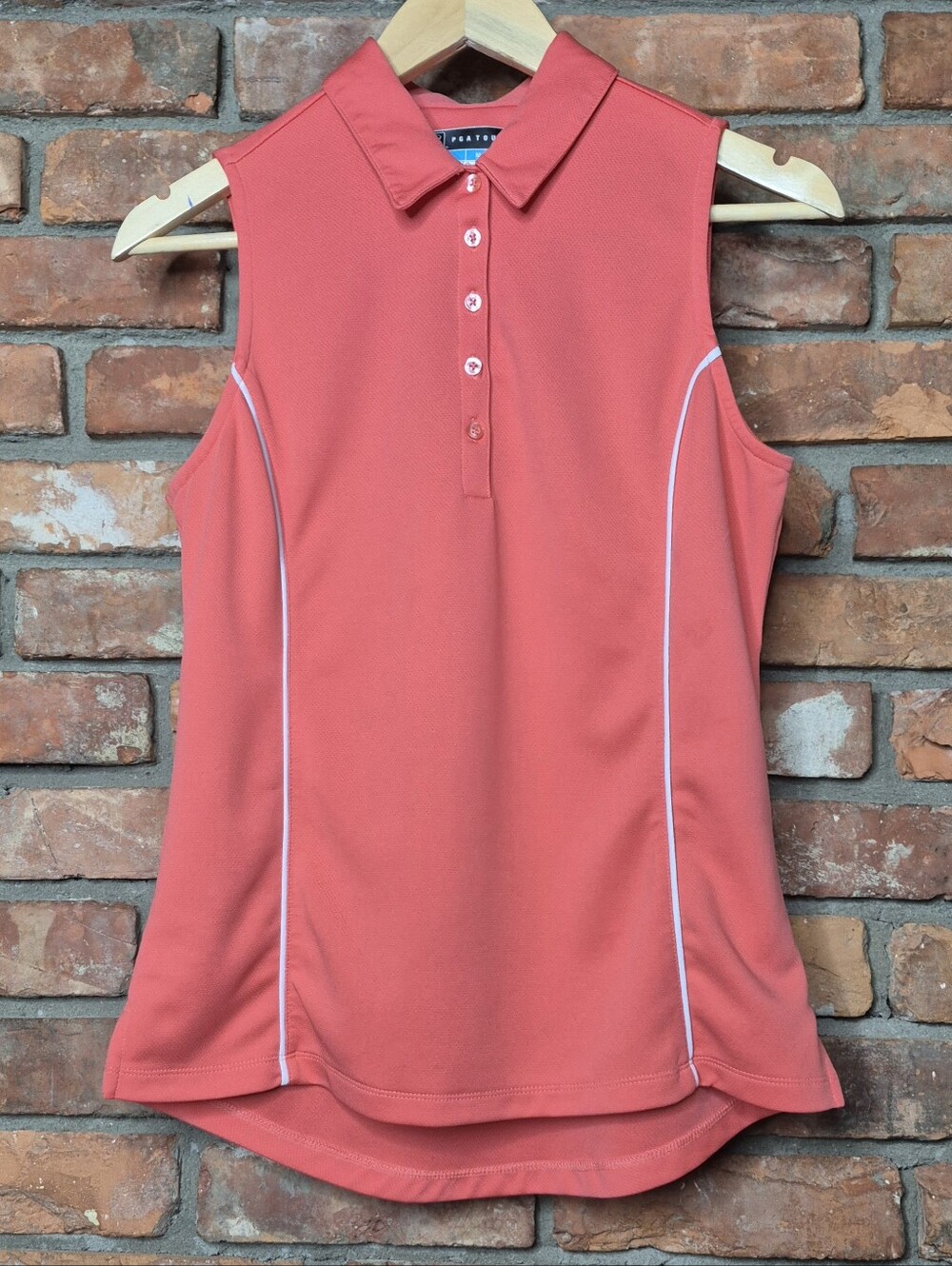 PGA Tour Airflux Coral Sleeveless Golf Polo Tank Top Size Medium